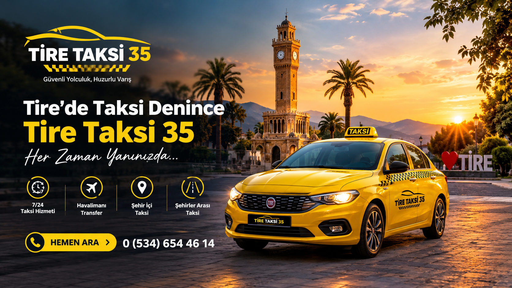 Tire Taksi 35 araç ve taksi hizmeti